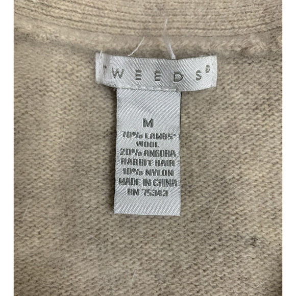 Tweeds Cardigan Womens Medium Beige Soft Wool Angora Rabbit 3/4 Sleeves Sweater - Picture 13 of 16